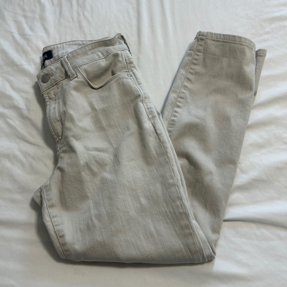 NYDJ Alina Convertible Ankle Jeans Tan Khaki Lift Tuck Slim Pants Womens 6